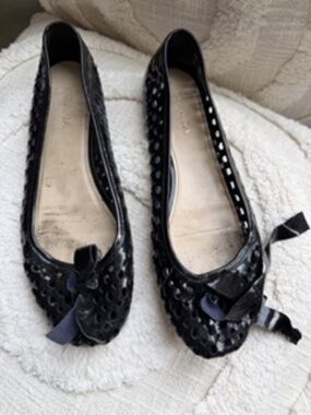 PRADA  size EU40 dark navy patent leather ballet flats